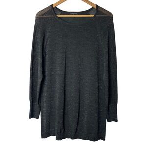Eileen Fisher Sweater Tunic Size M Petite Metallic Merino Wool Blend Long Sleeve